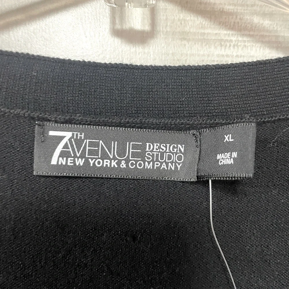 NWT New York & Company Black Sheer Puff Sleeve Button Cardigan, sz XL - Picture 3 of 8